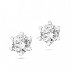 6-claw light point earrings in white gold O2685B