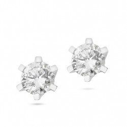 Boucles d'oreilles point lumineux 6 griffes en or blanc O2685B