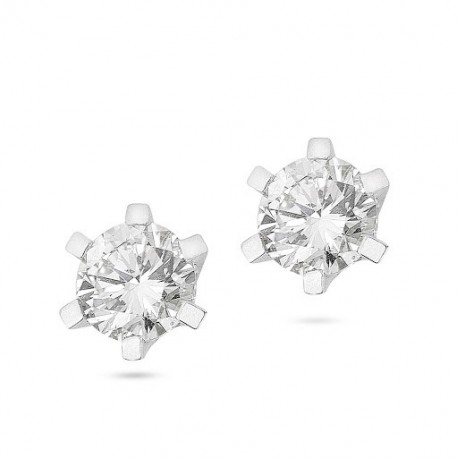 Boucles d'oreilles point lumineux 6 griffes en or blanc O2686B