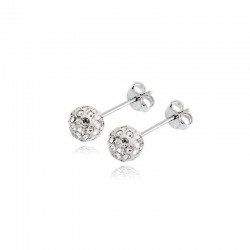 ball earrings with cubic zirconia in white gold O2689B