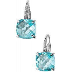 boucles d'oreilles avec pierre bleu clair en or blanc O2844B