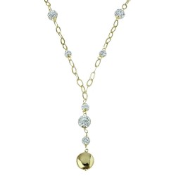 collier avec pendentif rond sphères en résine en or jaune C1790G