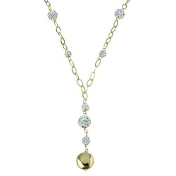 collier avec pendentif rond sphères en résine en or jaune C1792G