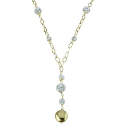 necklace with resin spheres round pendant in yellow gold C1792G