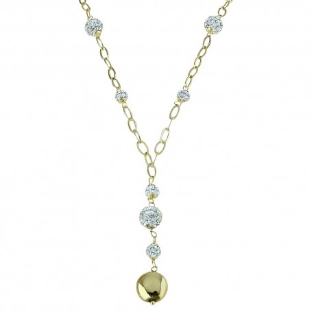 necklace with resin spheres round pendant in yellow gold C1792G