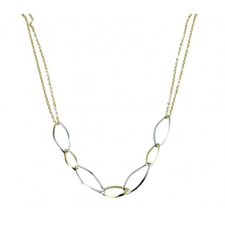 necklace with oval link chain in white and yellow gold C1809BG