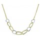 collier avec chaîne à maillons ovales travaillés en or jaune et blanc C1810BG