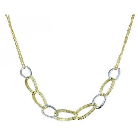 necklace with oval link chain worked in yellow and white gold C1810BG