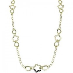 C1815G yellow gold necklace with oval and flower-shaped links chain