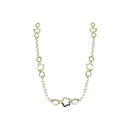 C1815G yellow gold necklace with oval and flower-shaped links chain