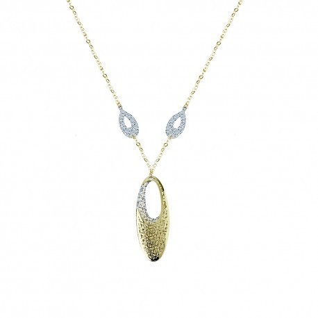 chain choker with oval pendant in yellow and white gold C1845BG