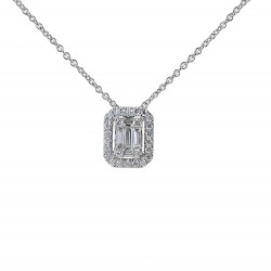 Collier effet lumière diamant baguette avec contour diamant 00408