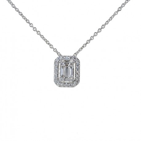 Baguette Diamant-Lichteffekt-Halskette mit Diamantkontur 00408