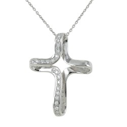 Necklace with cross pendant in gold and diamonds 00409