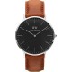 Daniel Wellington Classic Bristol, montre en cuir pour homme, marron foncé / argent, 40 mm