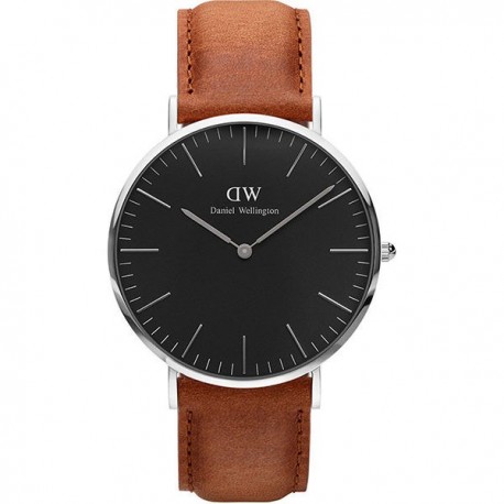 Daniel Wellington Classic Bristol, montre en cuir pour homme, marron foncé / argent, 40 mm