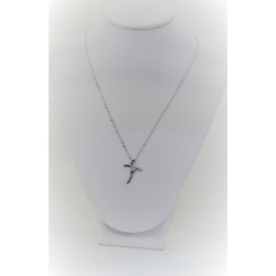Necklace from woman in white gold 18 kt with cross pendant