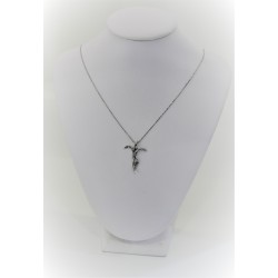 White gold necklace 18 kt with cross and stylized and diamonds