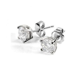 Boucles d'oreilles point de lumière en or blanc 18 kt et zircon blanc