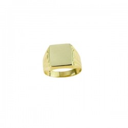 18 kt yellow gold hollow stamped man shield ring A2360G