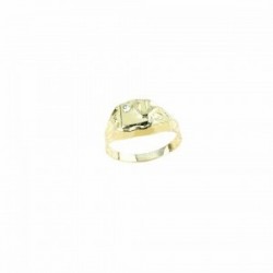 anello scudo uomo con serpente e zircone in oro giallo 18 kt A2362G