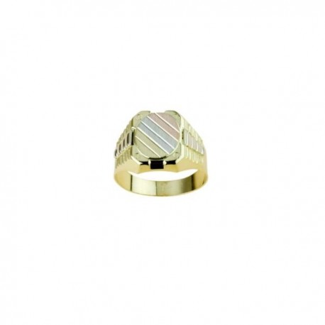 anello scudo uomo scatolato fantasia in oro giallo A2363G