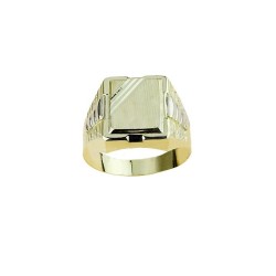 men's boxed shield ring in satin finish in A2366G yellow gold