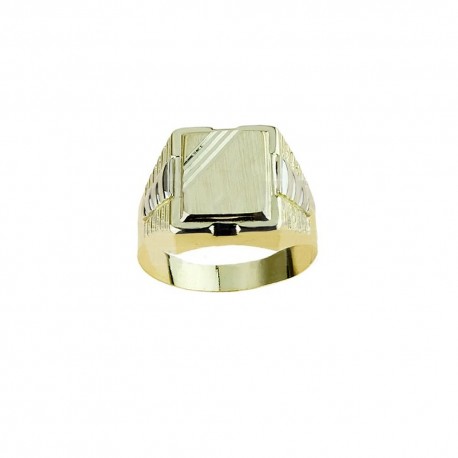 men's boxed shield ring in satin finish in A2366G yellow gold