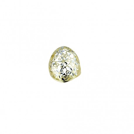 anello donna traforato in oro giallo e bianco A2381BG