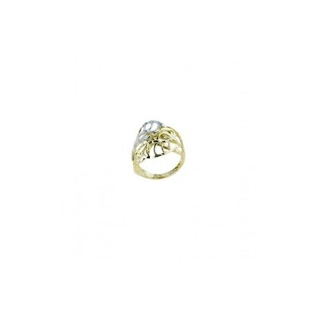 18 kt yellow and white gold openwork women's ring A2389BG
