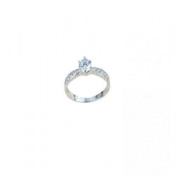 solitaire ring with cubic zirconia pave in 18 kt white gold A2416B