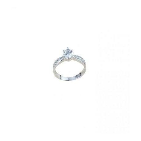 solitaire ring with cubic zirconia pave in 18 kt white gold A2416B