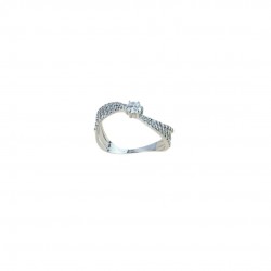 corrugated solitaire ring in 18kt white gold A2421B