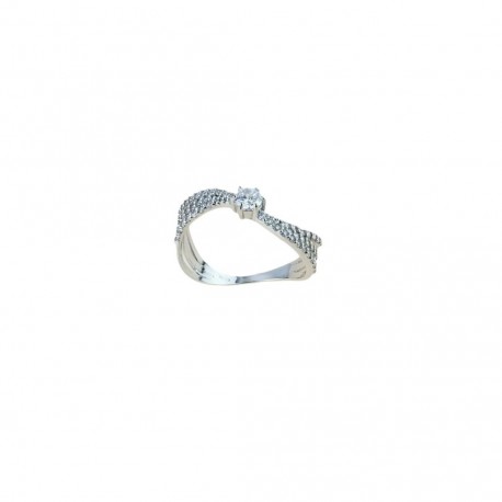 corrugated solitaire ring in 18kt white gold A2421B