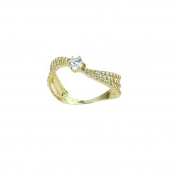 18 kt yellow gold wavy solitaire ring A2422G