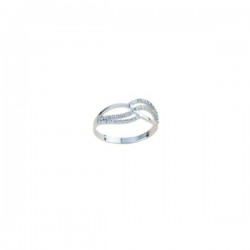 bague infini stylisée avec zircone cubique en or blanc 18 kt A2429B