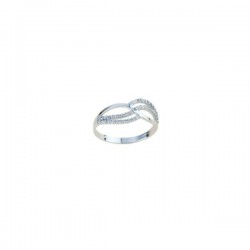 stylized infinity ring with cubic zirconia in 18 kt white gold A2429B