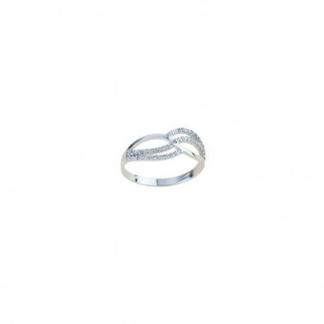 stilisierter Infinity Ring mit Zirkonia in 18 kt Weißgold A2429B