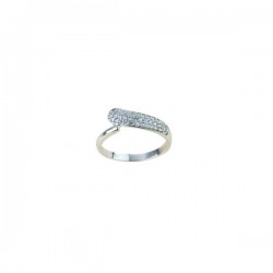 ring with pave band of zircons in 18 kt white gold A2431B