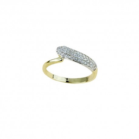 anello con fascia pavè di zirconi in oro giallo 18 kt A2437G