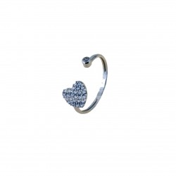 anello cuore pave di zirconi e punto luce in oro bianco 18 kt A2989B