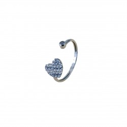 heart ring pavè with zircons and light point in 18 kt white gold A2989B