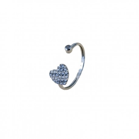 heart ring pavè with zircons and light point in 18 kt white gold A2989B