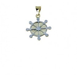 Pendentif gouvernail en plaqué or jaune et blanc 18 carats C1382BG