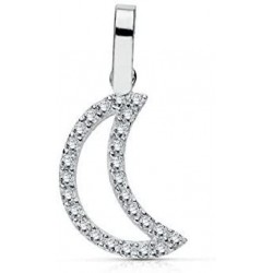half moon pendant with cubic zirconia in 18kt white gold C1400B