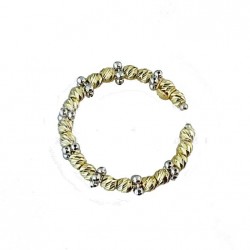 anello con sfere diamantate in oro giallo e bianco 18 kt A3166BG