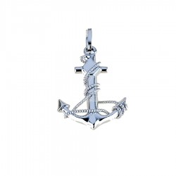 pendentif ancre avec corde en or blanc 18 carats C1437B