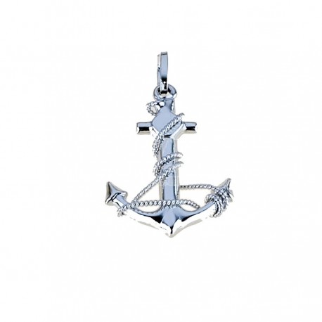anchor pendant with rope in 18kt white gold C1437B