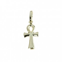 hollow fortune cross pendant in 18kt yellow gold C1439G