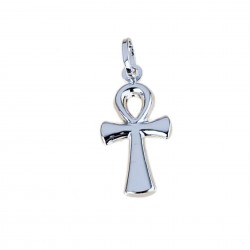 hollow fortune cross pendant in 18kt white gold C1450B